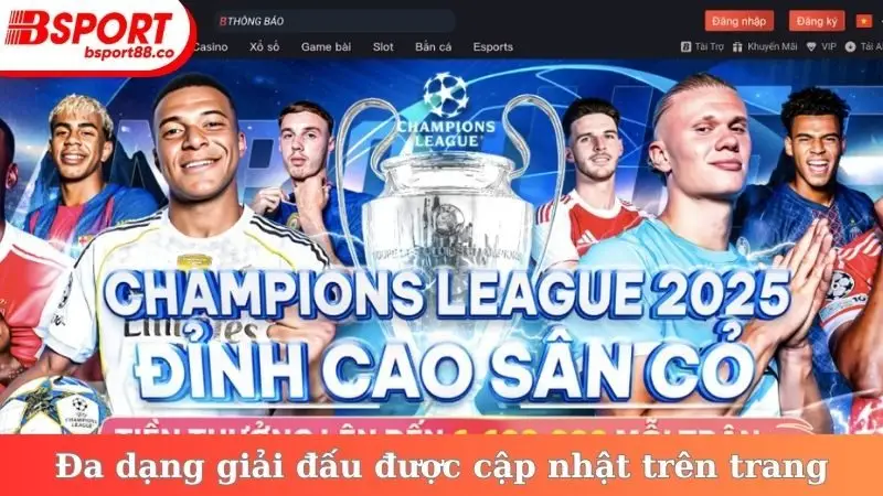 Đa dạng giải đấu được cập nhật trên trang