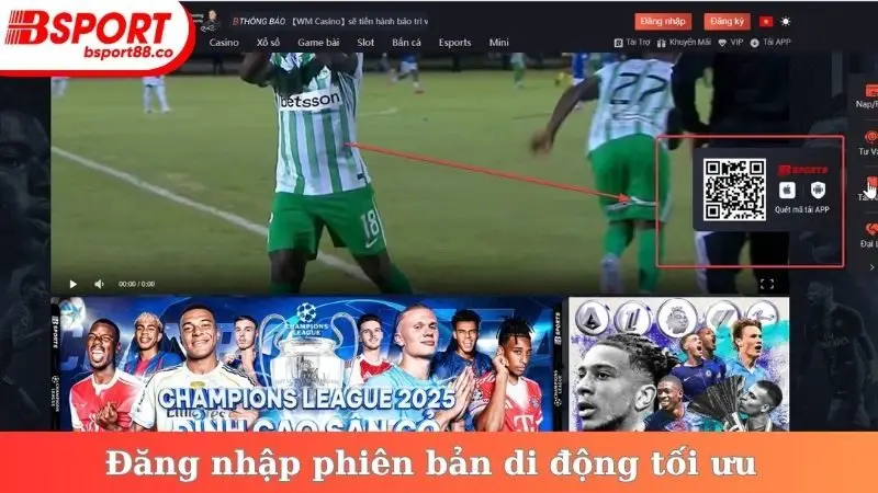 Đăng nhập phiên bản di động tối ưu