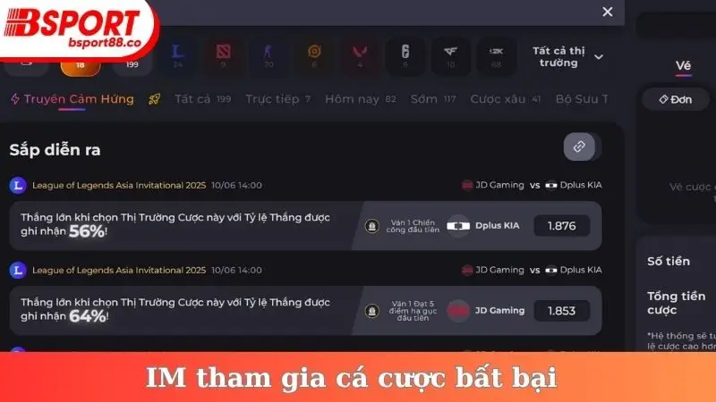 IM tham gia cá cược bất bại