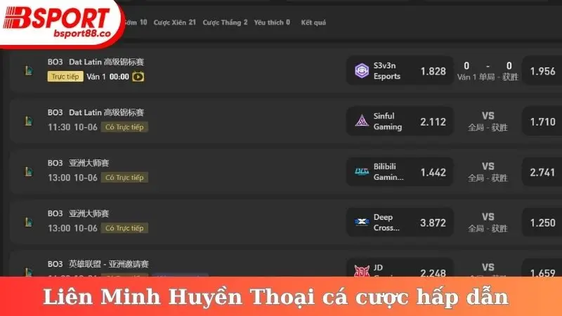 Liên Minh Huyền Thoại cá cược hấp dẫn