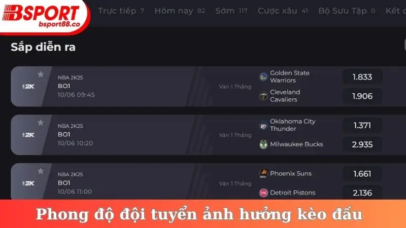 Phong độ đội tuyển ảnh hưởng kèo đấu