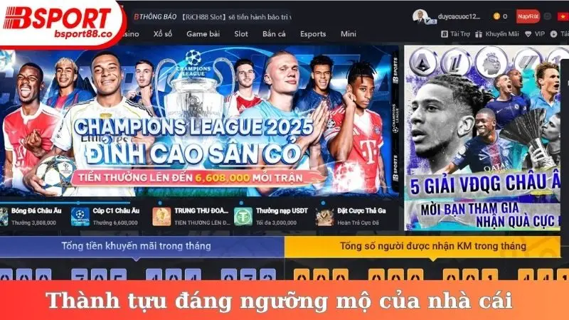 Thành tựu đáng ngưỡng mộ của nhà cái