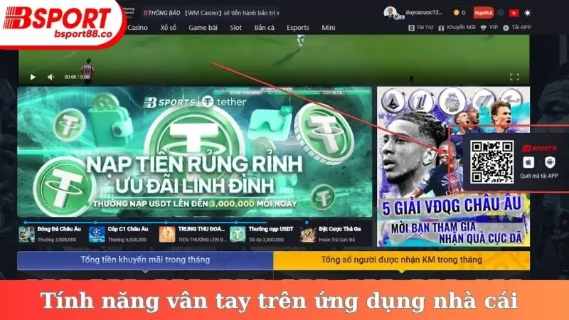 Tính năng vân tay trên ứng dụng nhà cái